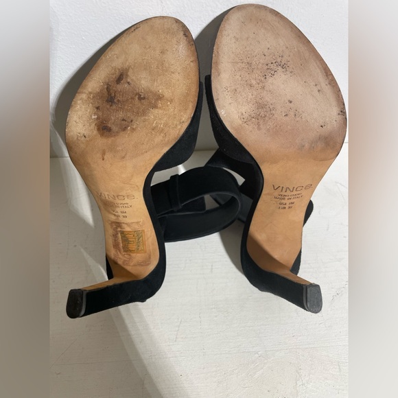 VINCE “GITA” Black Suede Ankle Strap Heeled Sandal Size 8 - Picture 8 of 9